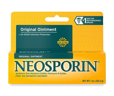 Neosporin Original First Aid Antibiotic Ointment with Bacitracin Zinc For Infection Protection, Wound Care Treatment & Scar Appearance Minimizer for Minor Cuts, Scrapes and Burns, 1 oz