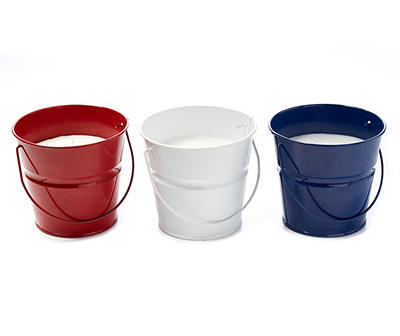 Red, White & Blue Citronella Mini Bucket Candles, 3-Pack