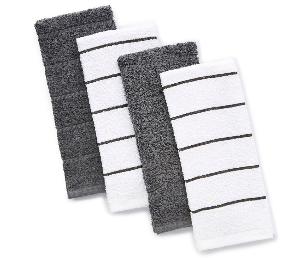 Master Cuisine Gray Solid & Stripe Dish Cloths, 4-Pack