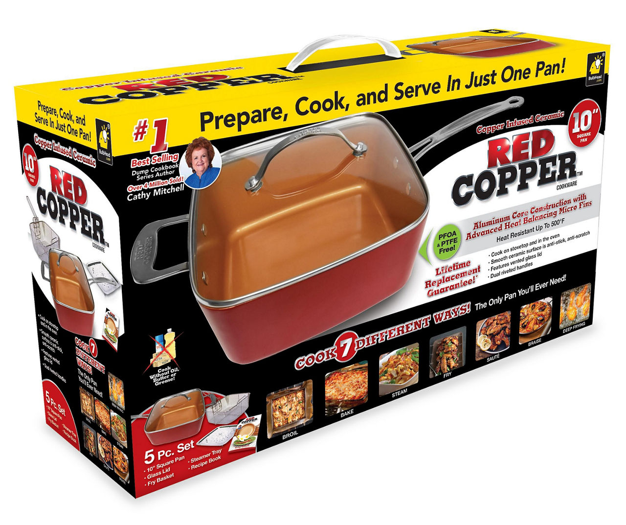  BulbHead Red Copper 10 PC Copper-Infused Ceramic Non-Stick  Cookware Set: Home & Kitchen