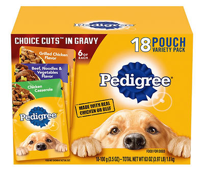 Pedigree Choice Cuts Variety Pack in Gravy Food for Dogs 18 - 3.5 oz Pouches