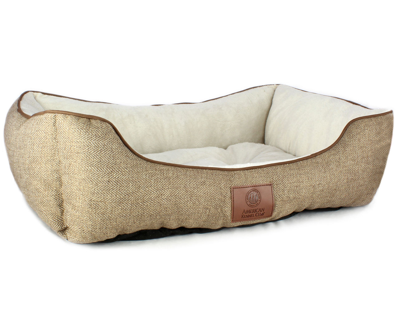 AKC Taupe Herringbone Cuddler Pet Bed 28