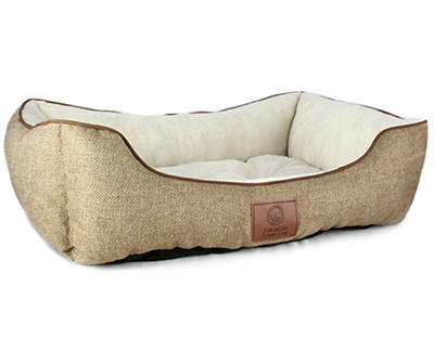 Taupe Herringbone Cuddler Pet Bed, (28" x 20")