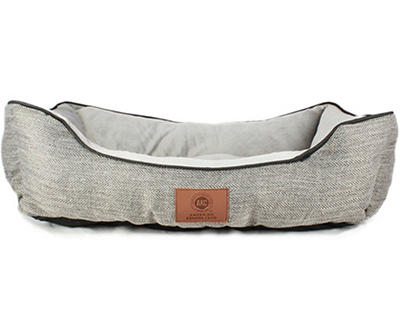 Gray Herringbone Cuddler Pet Bed, (28" x 20")