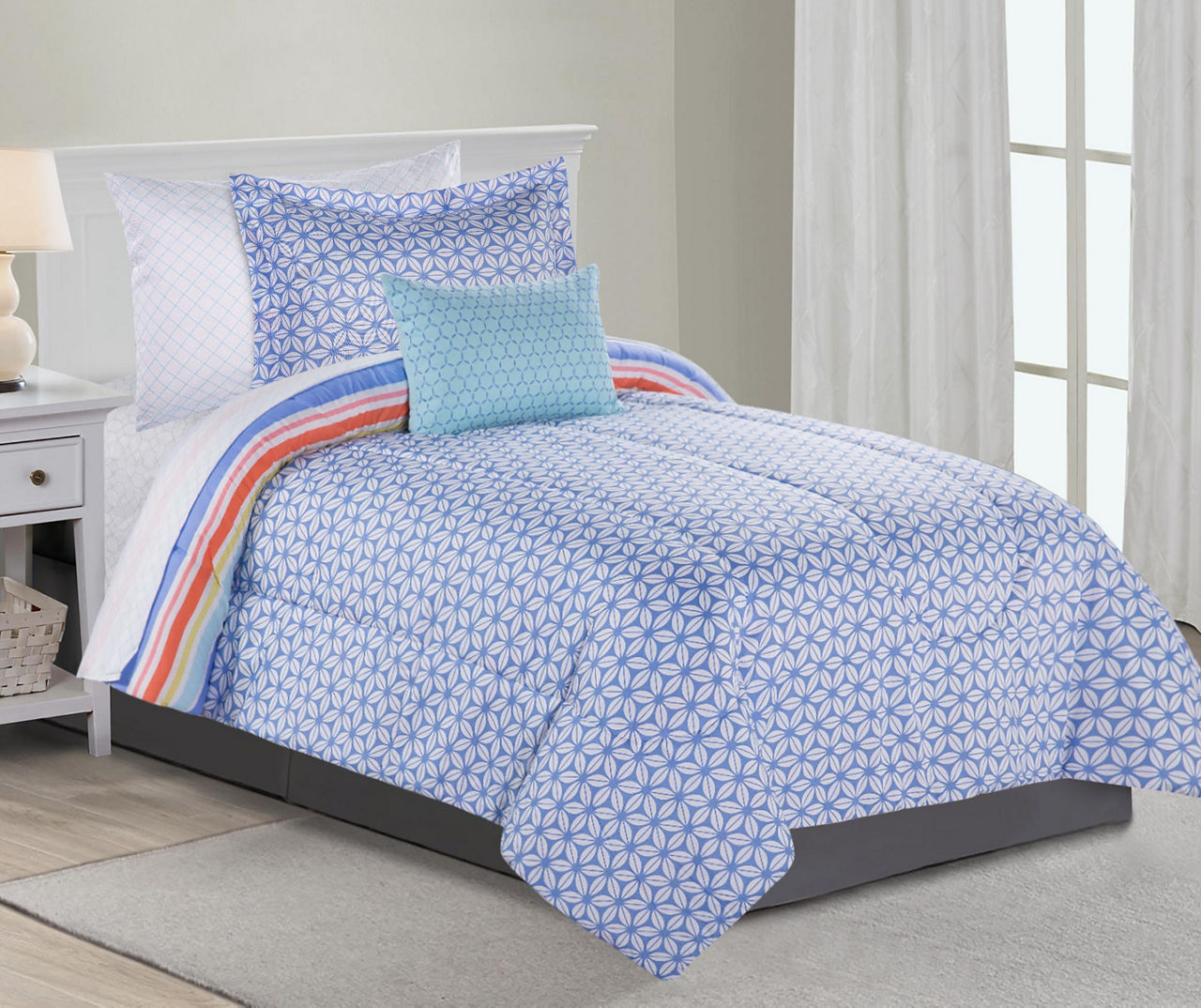 Just Home Just Home Geo Petal & Stripe Reversible Comforter Sets | Big Lots