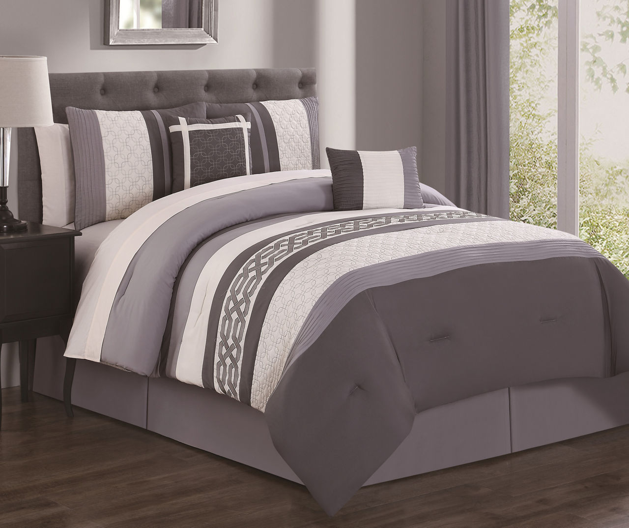 Aprima Aprima Dale Gray & Ivory 10Piece Comforter Sets Big Lots