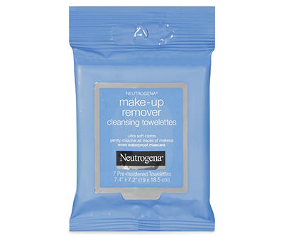 Neutrogena Makeup Remover Facial Cleansing Towelettes, Daily Face Wipes Remove Dirt, Oil, Makeup & Waterproof Mascara, Gentle, Alcohol-Free, 100% Plant-Based Fibers, Travel Pack, 7 ct