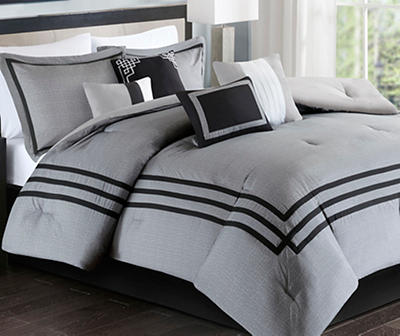 Aprima Gray & Black Greek Key 8-Piece Comforter Sets