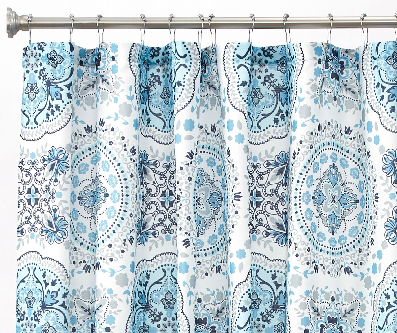 Aprima Caroline Blue & Gray Medallion Fabric Shower Curtain Big Lots
