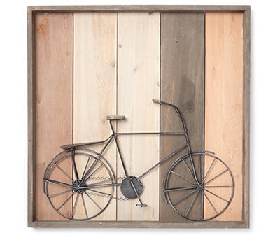 Brown Bicycle Wood Plank Plaque
