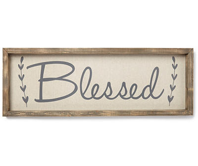 "Blessed" Wood & Linen Plaque