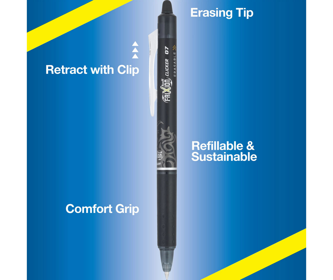 Pilot Frixion Clicker Erasable Gel Pen Fine 0.7mm 2Pack Black