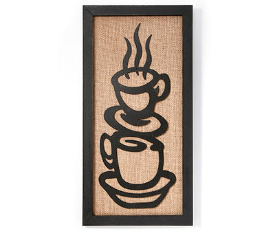 Coffee Burlap Metal Frame Art