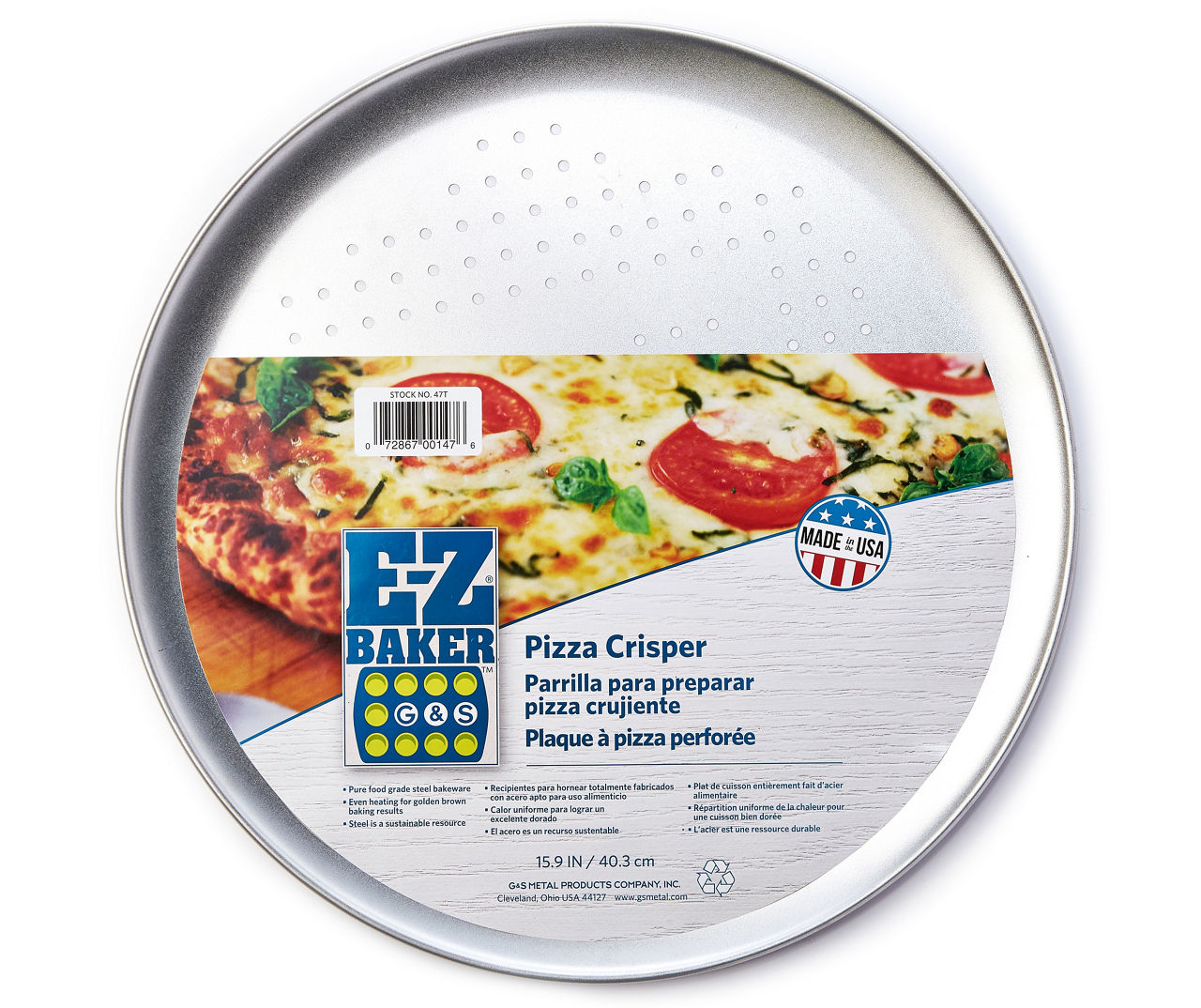 Uncoated Pizza Baking Pan American-Made EZ Baker 16” Pizza Pan Easy to Clean and Perfect Size for the Whole Family 