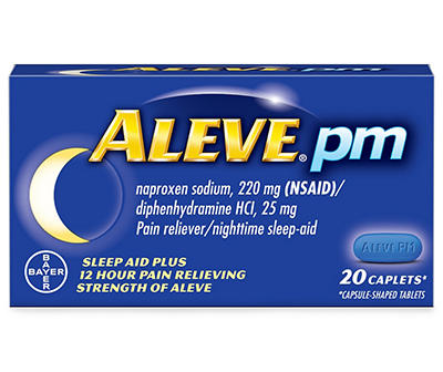 PM Pain Reliever/Nighttime Sleep Aid Naproxen Sodium Caplets, 220 mg, 20-Count