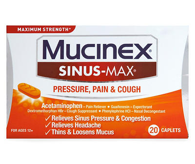 Sinus-Max Pressure Pain & Cough Relief Tablets, 20 Count