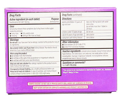 Non-Drowsy Fexofenadine 180 Mg Allergy Relief Tablets, 30-Count