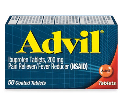 Advil Coated Tablets Pain Reliever and Fever Reducer, Ibuprofen 200mg, 50 Count, Fast-Acting Formula for Headache Relief, Toothache Pain Relief and Arthritis Pain Relief