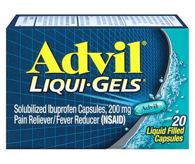 Advil Liqui-Gels Pain Reliever and Fever Reducer, Ibuprofen 200mg for Pain Relief - 20 Liquid Filled Capsules