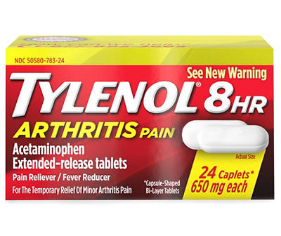 Tylenol 8 Hour Arthritis Pain Relief Extended-Release Tablets, 650 mg Acetaminophen, Joint Pain Reliever & Fever Reducer Medicine, Oral Pain Reliever for Arthritis & Joint Pain, 24 Count