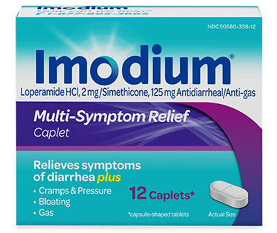 Multi-Symptom Relief Anti-Diarrheal Medicine Caplets, 12 ct.