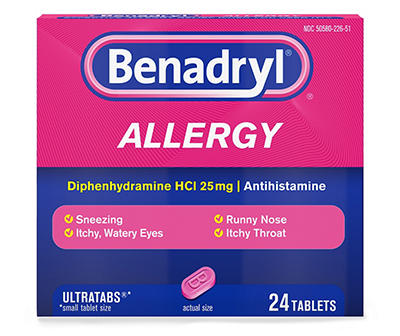 Ultratabs Antihistamine Allergy Medicine Tablets, 24 ct