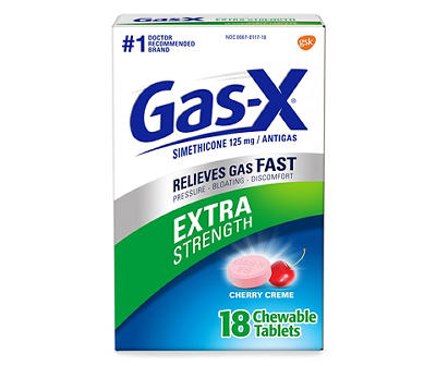 Gas-X Extra Strength Chewable Gas Relief Tablets with Simethicone 125 mg, Cherry - 18 Count