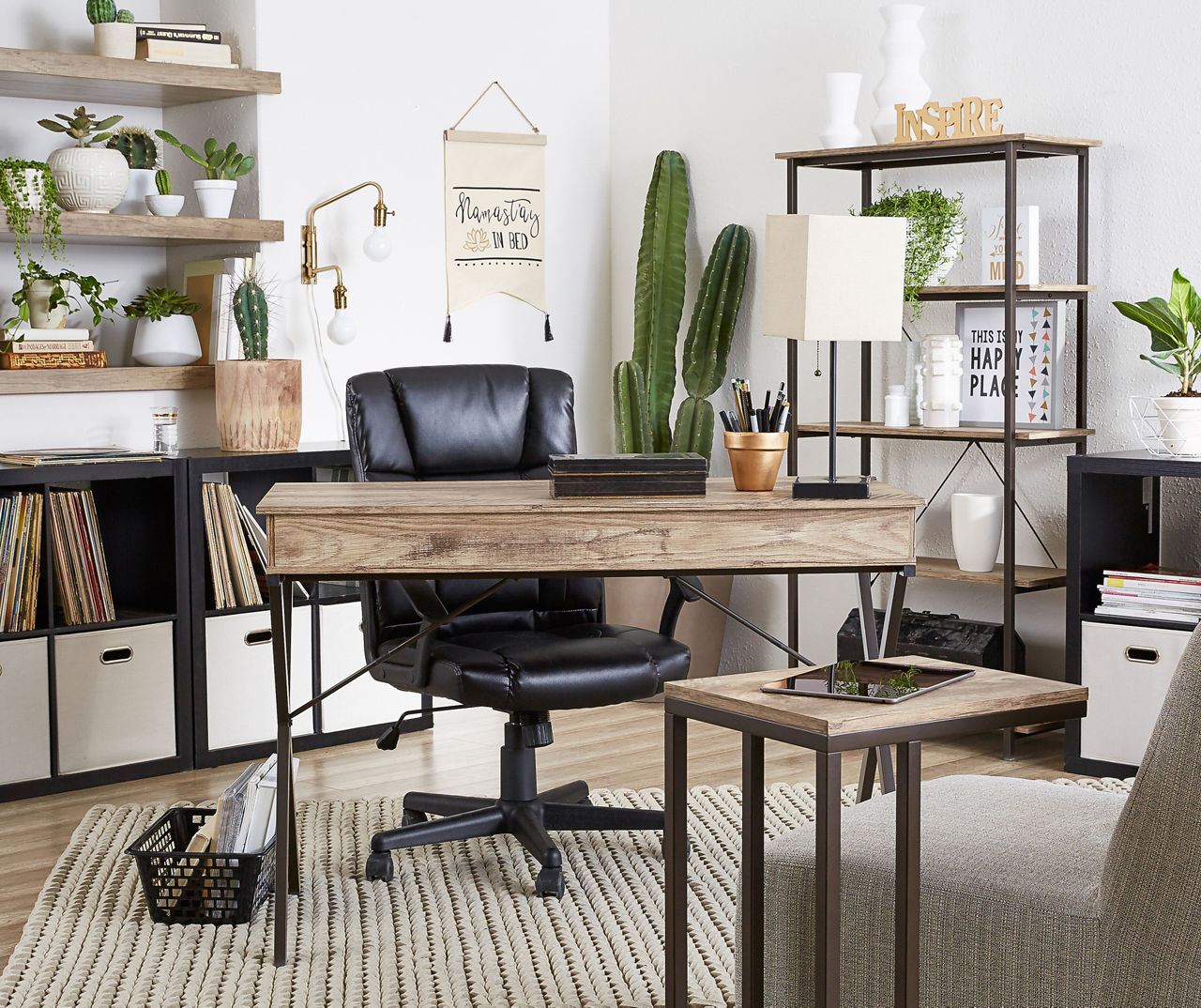 Real Living Rustic Brown Wash 2-Drawer Writing Desk