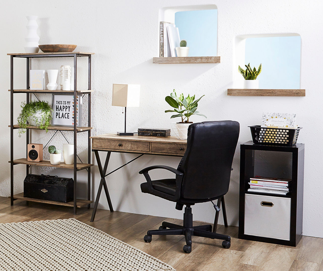 Real Living Rustic Brown Wash 2-Drawer Writing Desk