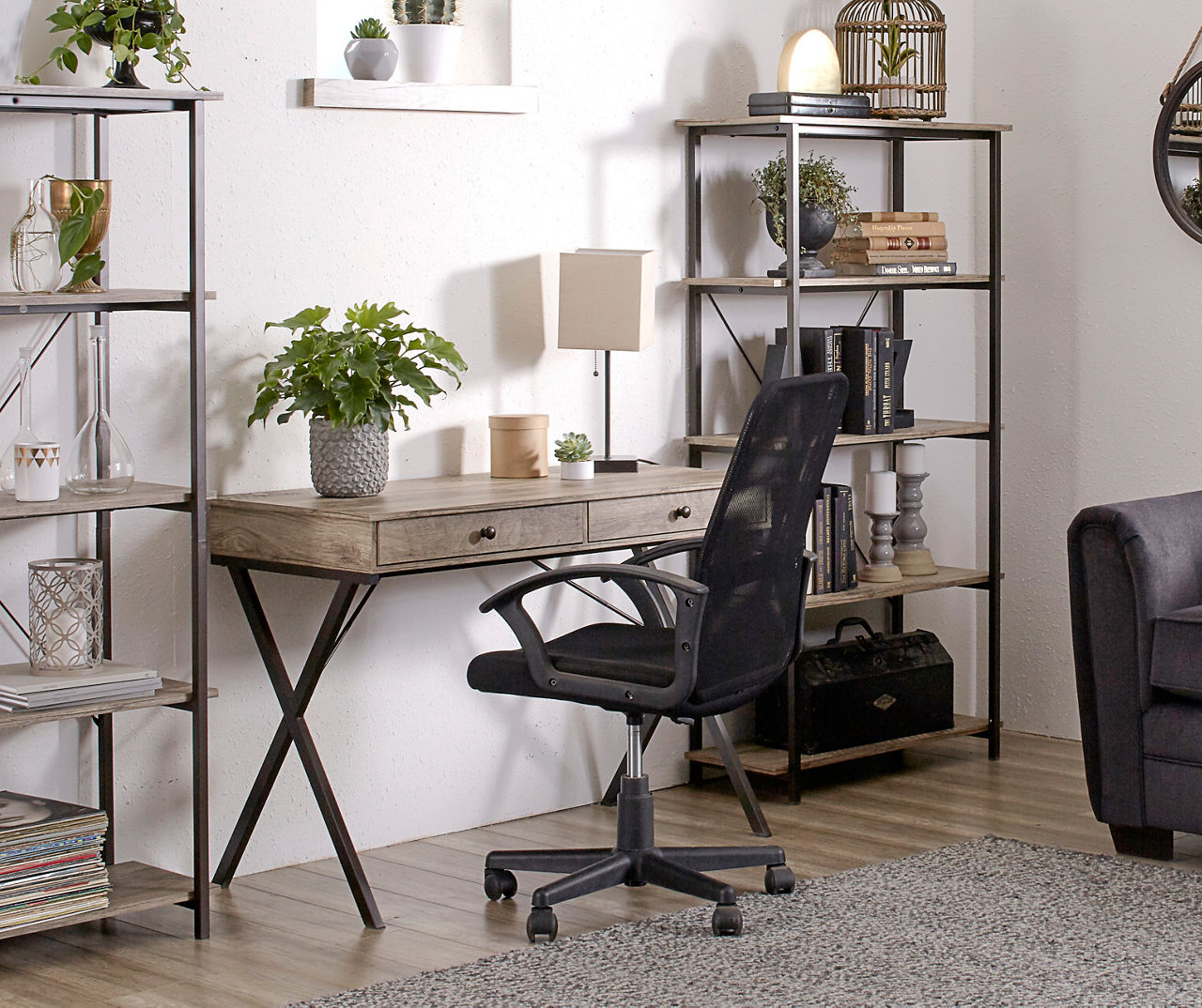 allen + roth 44-in Brown Rustic Writing Desk in the Desks department at