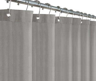 Zenna Home Gray Fabric Shower Liner, Black Gray Fabric Shower Curtain
