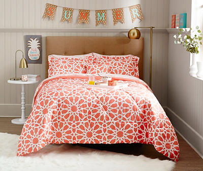 Just Home Spiral Coral Reversible Comforter Sets