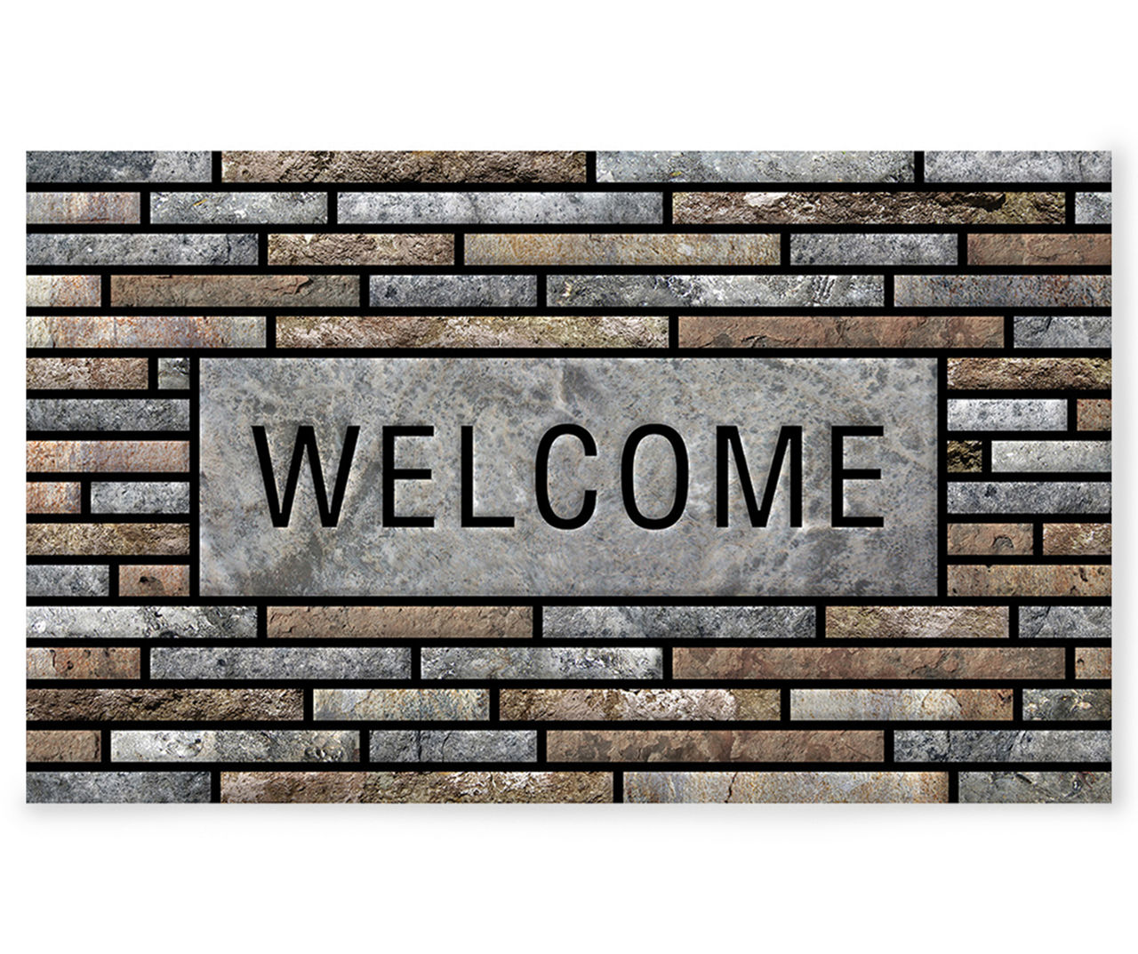 Welcome Rock Wall Graystone Outdoor Doormat, (21 x 48)