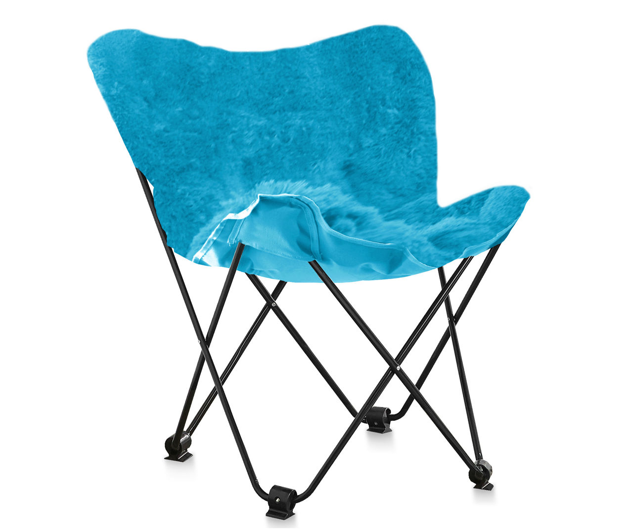 Just Home Capri Blue Faux Fur Folding Butterfly Chair Big Lots