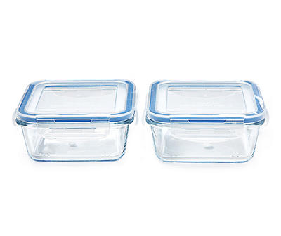 Snap Lid Square Glass Container Set, 2-Piece 