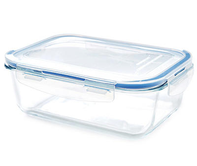 Snap Lid Rectangle Glass Container, 57 Oz.