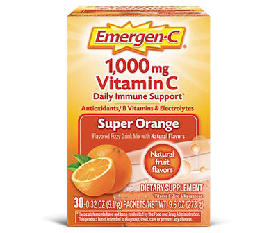 Super Orange 1000mg Vitamin C Fizzy Drink Mix, 30-Count
