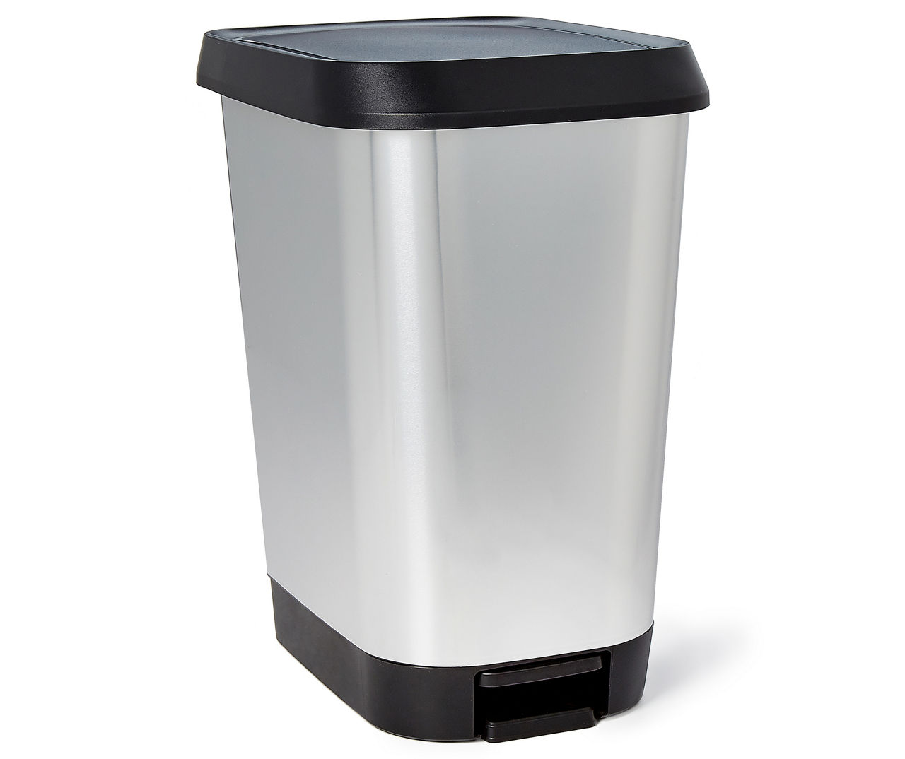 mDesign Steel Step On Trash Can