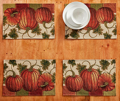 Pumpkin Parade Tapestry Placemats, 4-Pack