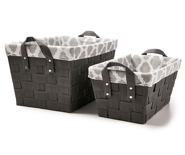 Home Essentials Gray Bins with Lattice Liner Big Lots