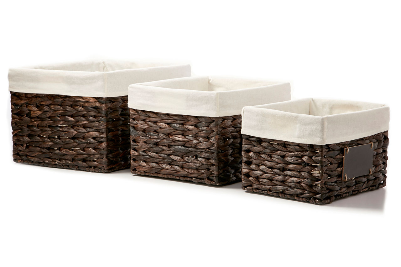 Home Essentials Home Essentials Water Hyacinth Baskets with Chalkboard