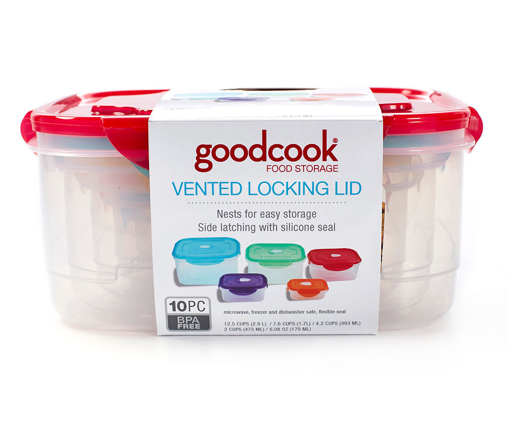 Good Cook Rectangle Vented Locking Lid 10-Piece Storage Set