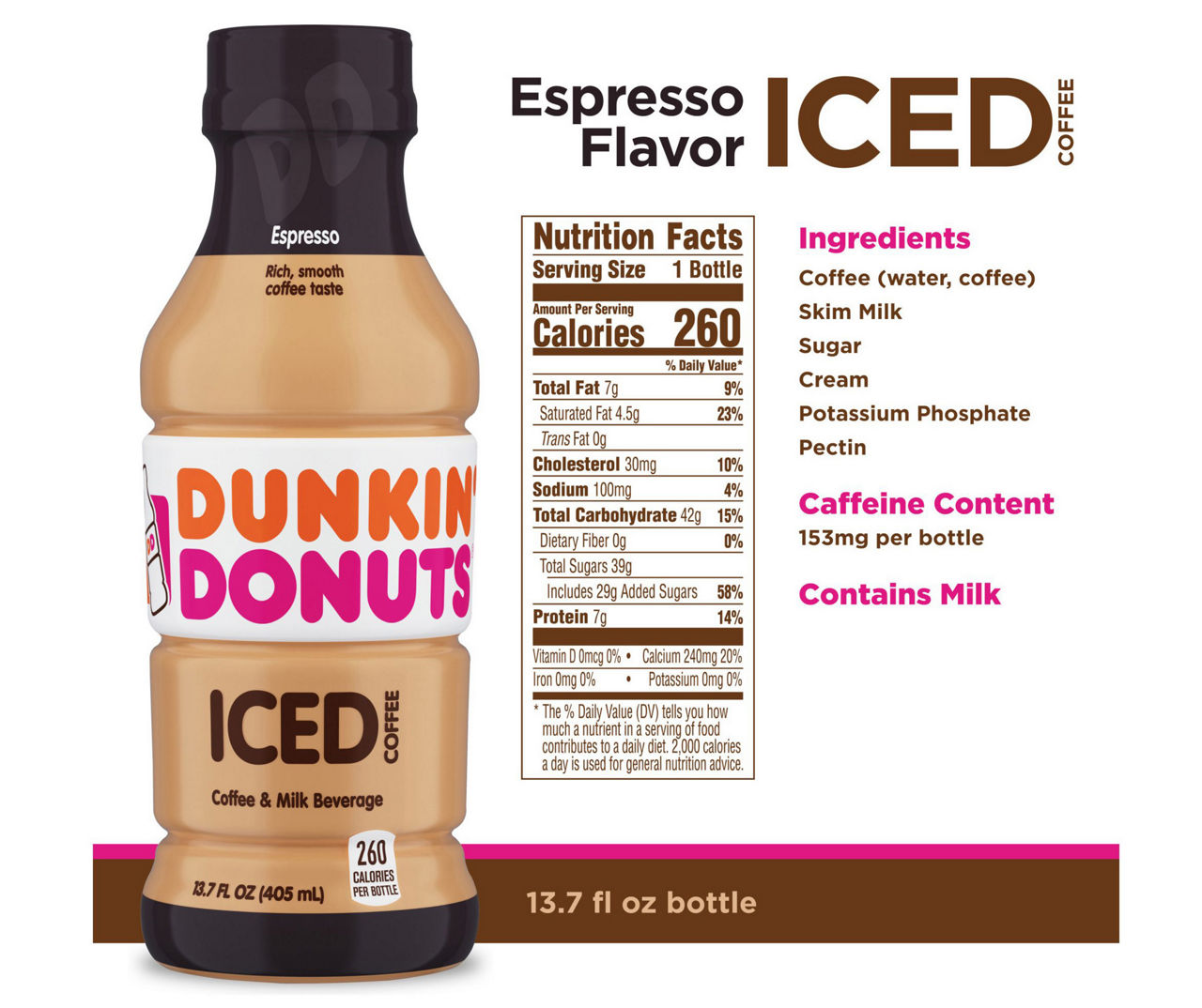 Dunkin' - Dunkin', Original Iced Coffee Bottle (13.7 fl oz), Shop