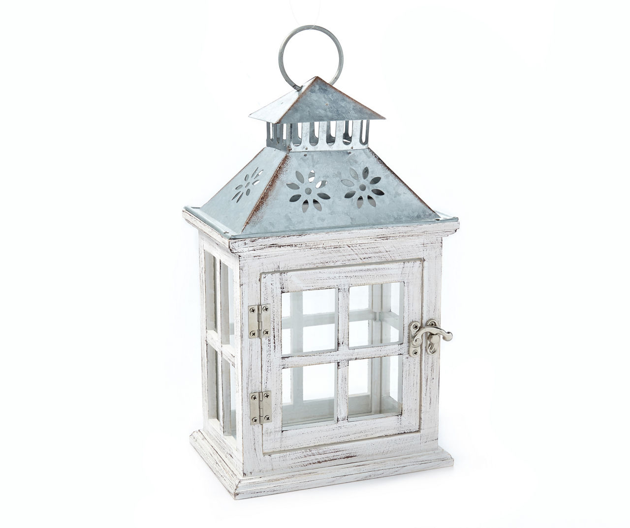 Living Colors White & Metal Window Design Lantern | Big Lots