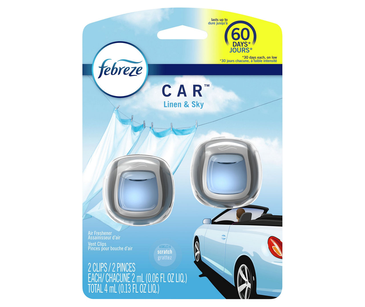 Febreze Car Vent Clip Air Freshener, New Car Scent, .06 Fl. Oz