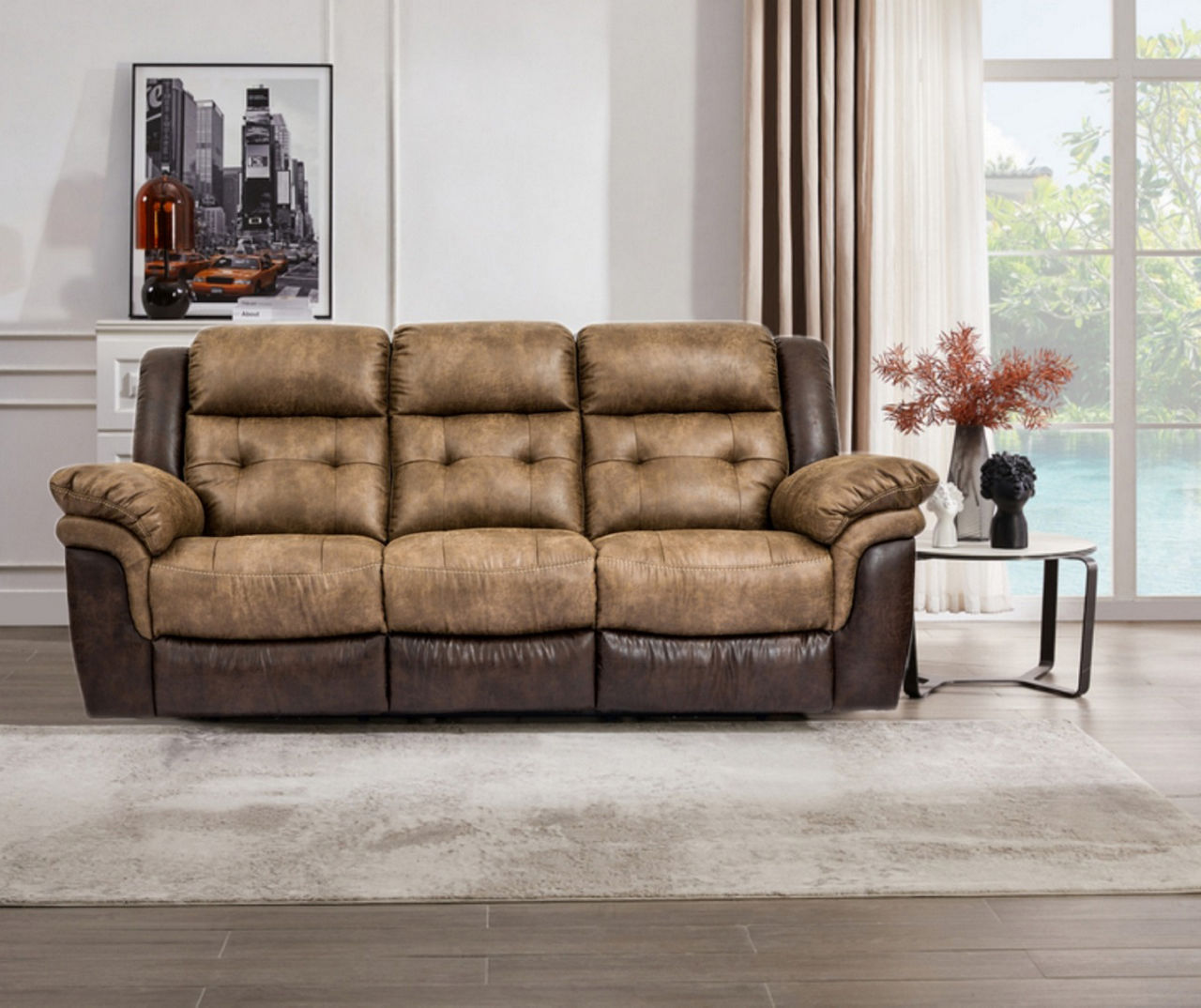 Faux Leather Motion Reclining Sofa