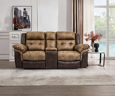Mesa Brown Reclining Console Loveseat