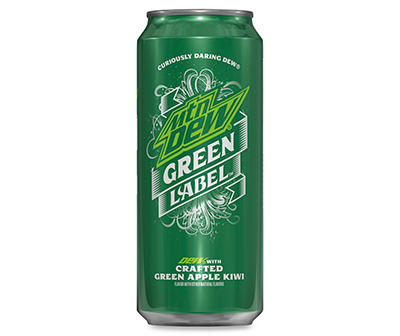 Mtn Dew Green Label DEW With Crafted Green Apple Kiwi Flavor 16 Fl oz Can