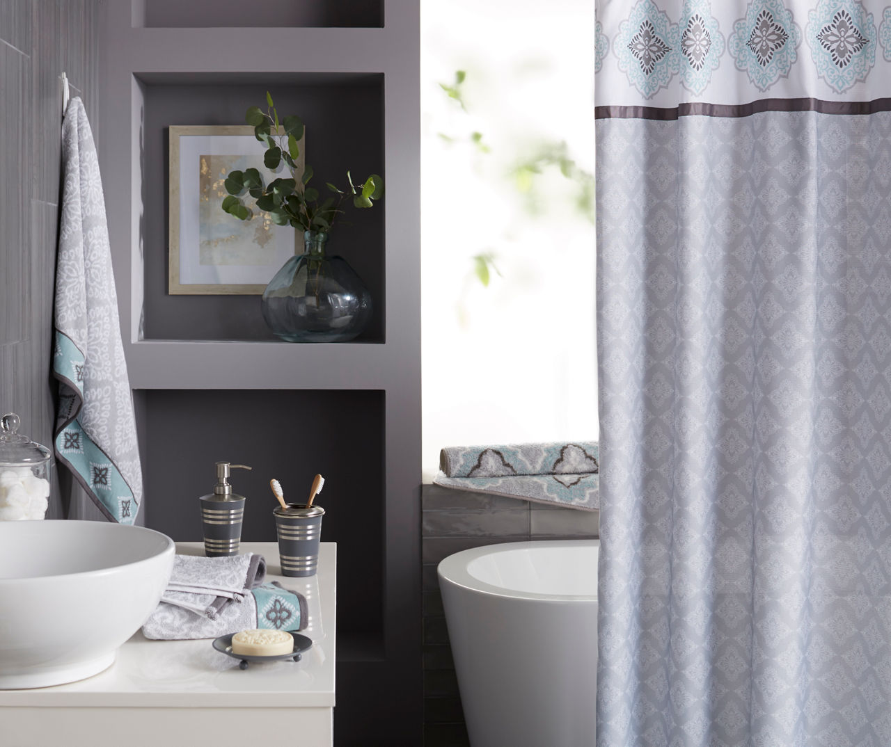 Aqua and cheap gray bath towels