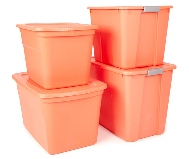Sterilite 18 gal. Orange Plastic Storage Container Bin Tote with